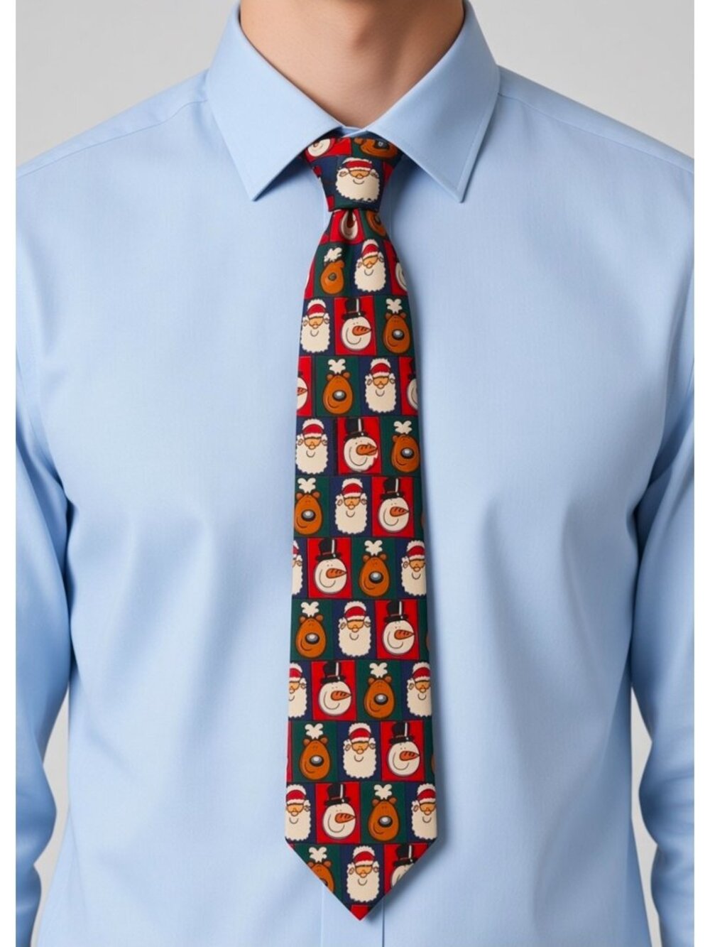 John Ashford Christmas Tie With Santa Reindeer And Snowman Holiday Print In Red